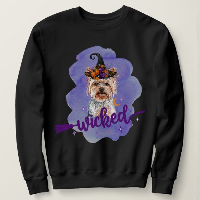 Yorkshire Terrier Wicked Hexe Lila Sweatshirt (Design vorne)