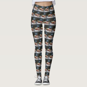 Yorkshire Terrier-Wohnwagen-Weihnachtsabenteuer Leggings
