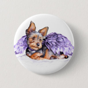 Yorkshire Terrier Yorkie Angel Button