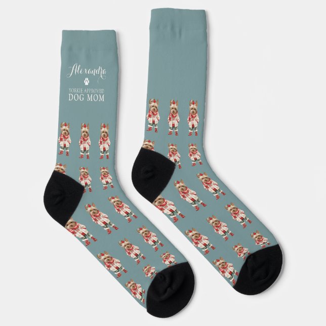 Yorkshire Terrier Yorkie Aquamarin Custom Socken (Rechts)