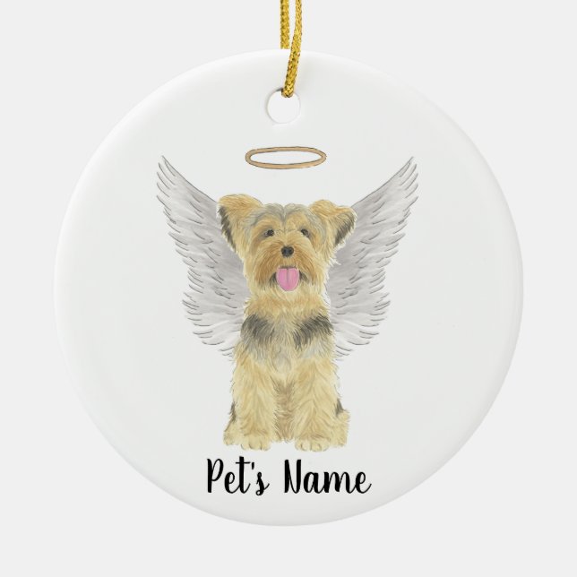 Yorkshire Terrier Yorkie Beileid Memorial Keramik Ornament (Vorne)