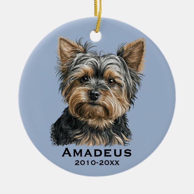 Yorkshire Terrier Yorkie Dog Keepake Liebe Memory Keramik Ornament (Vorne)