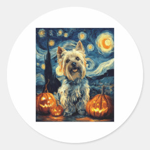 Yorkshire Terrier Yorkie Dog van gogh stry ni Runder Aufkleber