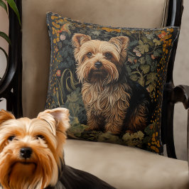 Yorkshire Terrier Yorkie Dog Vintag Floral Kissen