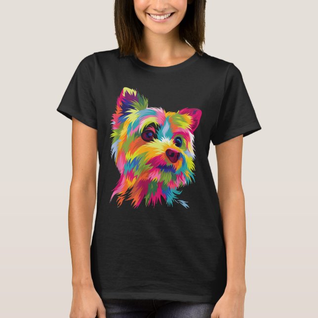 Yorkshire Terrier Yorkie Pop Art Popart Dog T-Shirt (Vorderseite)