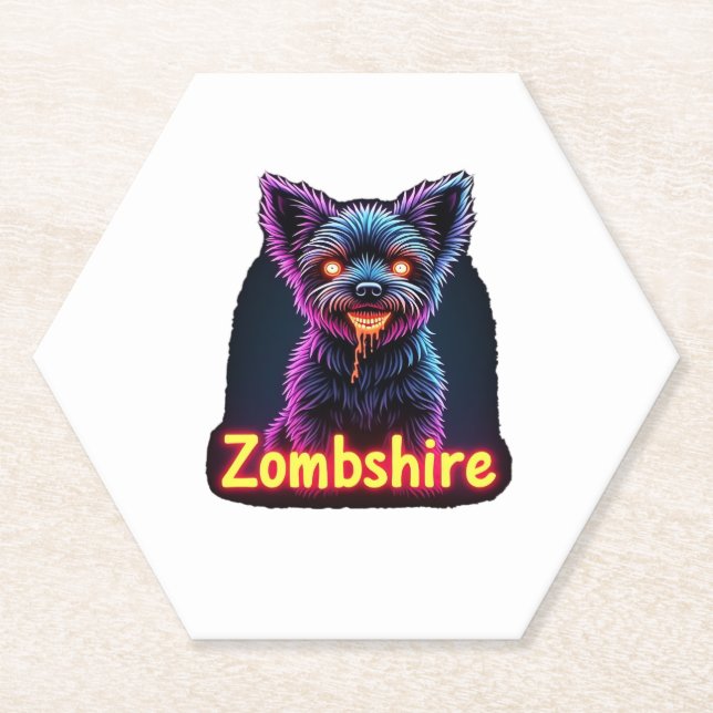Yorkshire Terrier Yorkie Zombie Dog Halloween Over Untersetzer (Vorderseite)