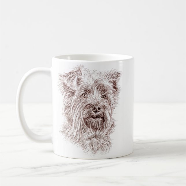 Yorkshire Terrier Zeichnend Kaffeetasse (Links)