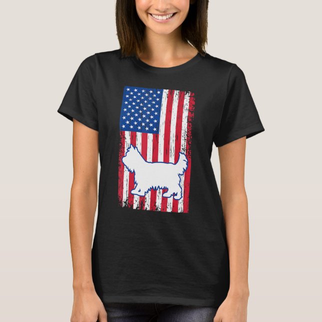Yorkshire Terriers American Flag Usa Patriotic Dog T-Shirt (Vorderseite)