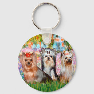 Yorkshire Terriers (drei) - Garten Schlüsselanhänger