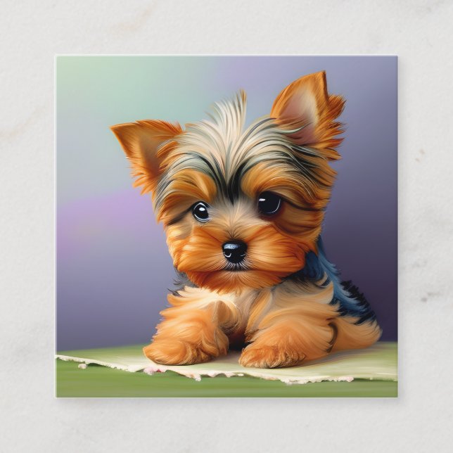 Yorkshire Terriers oder Yorkies, wie sie Affec sin Quadratische Visitenkarte (Vorderseite)