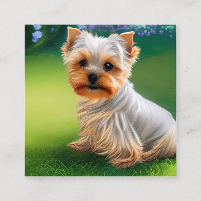 Yorkshire Terriers oder Yorkies, wie sie Affec sin Quadratische Visitenkarte (Vorderseite)