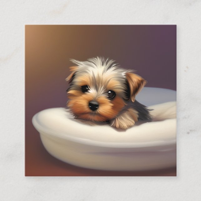 Yorkshire Terriers oder Yorkies, wie sie Affec sin Quadratische Visitenkarte (Vorderseite)