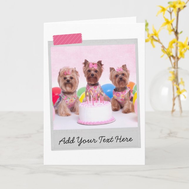 Yorkshire Terriers Yorkies Birthday Cake Funny Karte (Gelbe Blume)