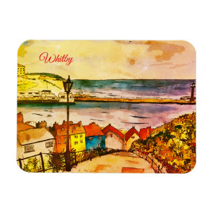 Yorkshire Whitby 199 Steps Original Art Magnet