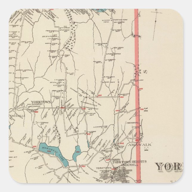 Yorktown NY Quadratischer Aufkleber (Vorderseite)