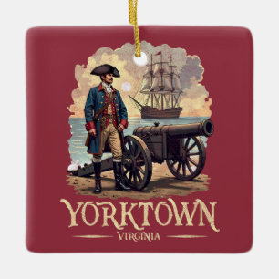 Yorktown Virginia Kolonialsoldat Vintage Keramikornament