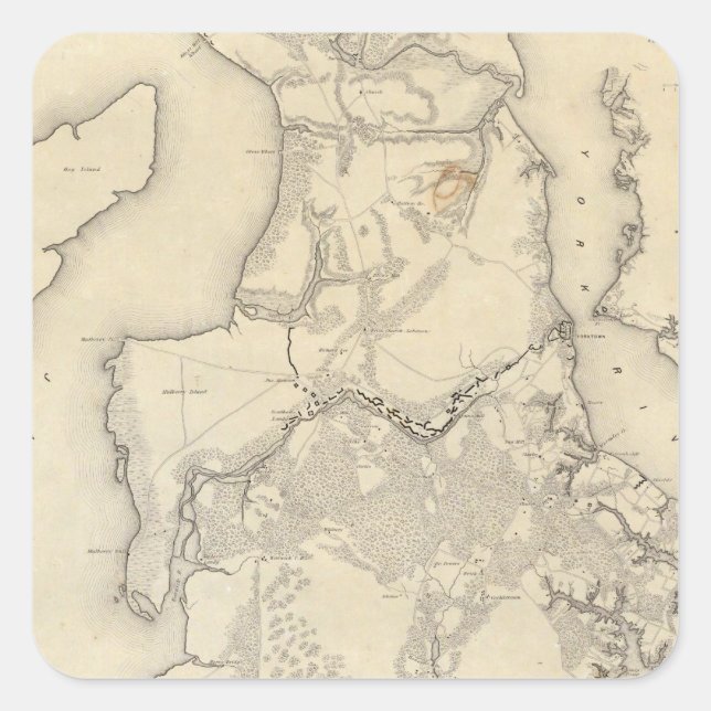 Yorktownto Williamsburg Quadratischer Aufkleber (Vorderseite)