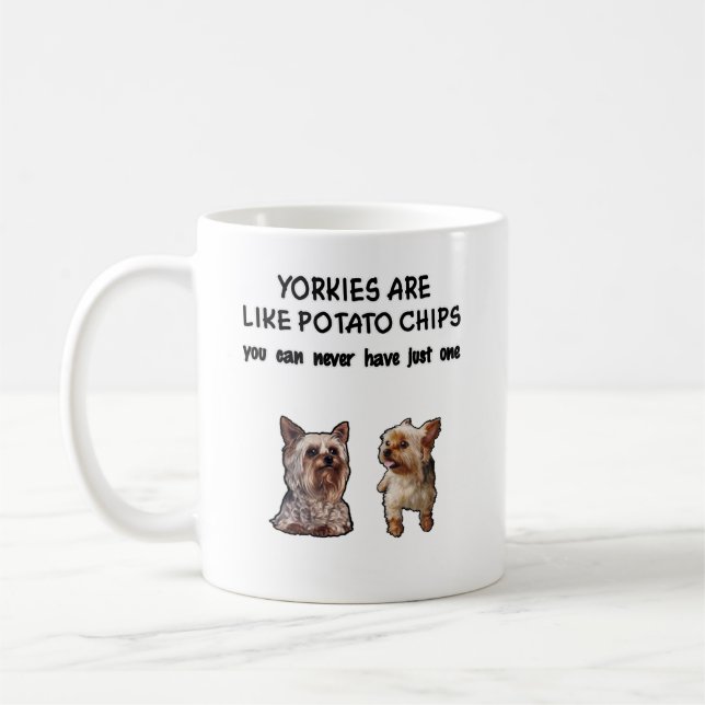 Yorky Tasse 2 Yorkies sind wie Kartoffelchips (2yv (Links)