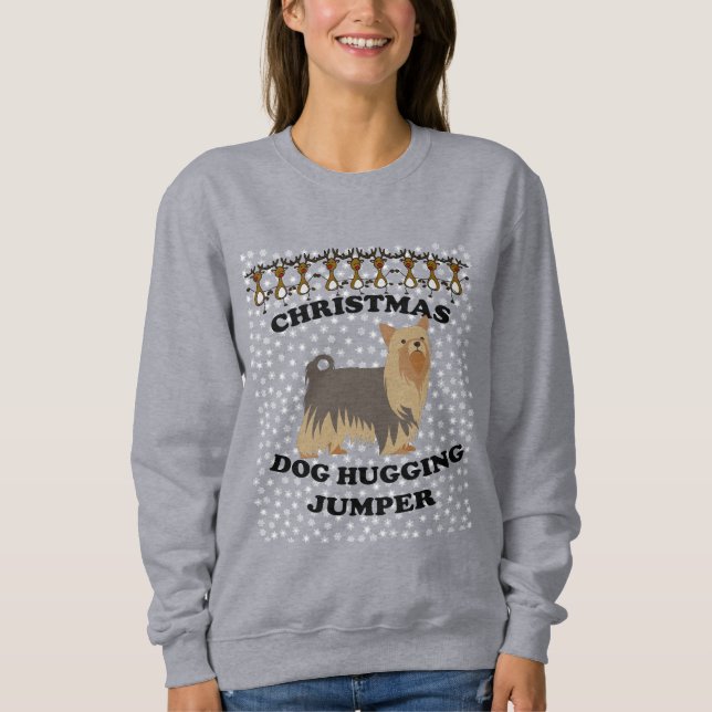 Yorky, Yorkshire Terrier Hund Weihnachtshund Huggg Sweatshirt (Vorderseite)