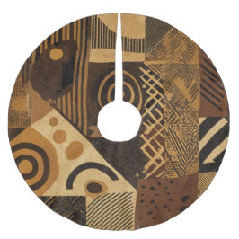 Yoruba African designs in earth tones Polyester Weihnachtsbaumdecke