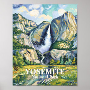 Yosemite Brautschleierfall Farbiger Van Gogh Vinta Poster