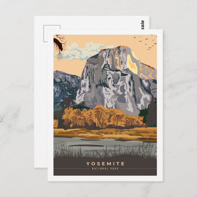 Yosemite California USA Travel Place Illustration Postkarte (Vorne/Hinten)