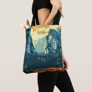 Yosemite California USA Vintag Art Illustration