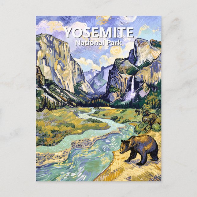 Yosemite El Capitan Bear Tunnel View Van Gogh Art Postkarte (Vorderseite)