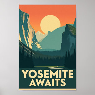 Yosemite erwartet Sie - Retro-Reiseplakat Poster