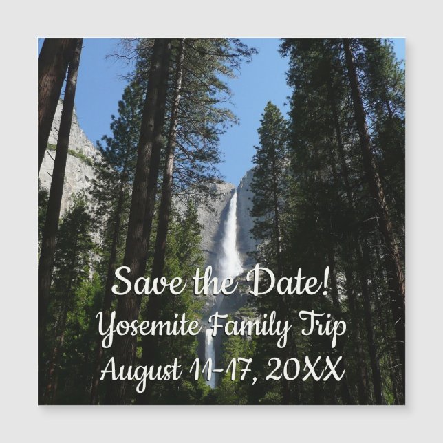 Yosemite Falls and Woods Landscape Fotografy Magnetkarte (Vorderseite)