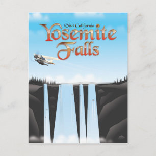 Yosemite Falls California Reiseplakat Postkarte