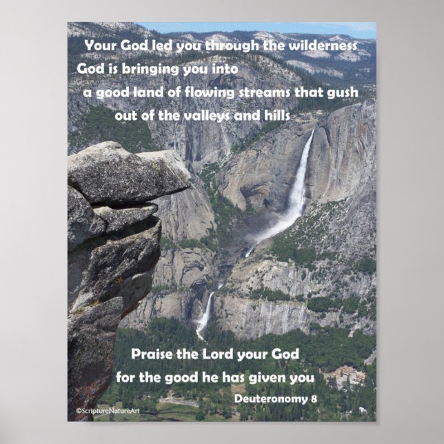 Yosemite Falls, Glacier Point, Deuteronomie 8 Poster (Vorne)