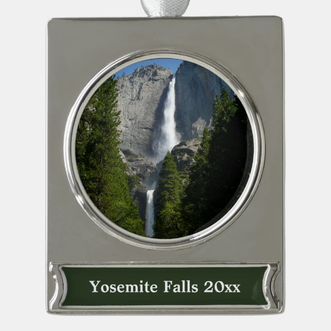Yosemite Falls II aus dem Yosemite Nationalpark Banner-Ornament Silber (Vorderseite)