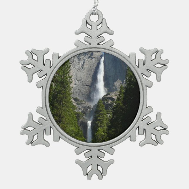 Yosemite Falls II aus dem Yosemite Nationalpark Schneeflocken Zinn-Ornament (Vorderseite)