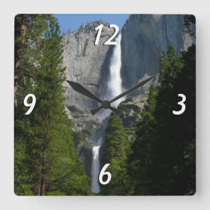 Yosemite Falls II from Yosemite National Park Quadratische Wanduhr