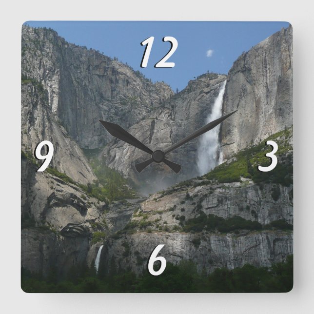 Yosemite Falls III aus dem Yosemite Nationalpark Quadratische Wanduhr (Vorderseite)