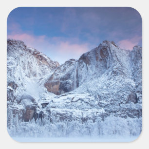 Yosemite Falls Sunrise Quadratischer Aufkleber