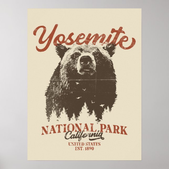Yosemite Grizzly Bear California Nationalpark Poster (Vorne)
