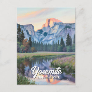 Yosemite Half Dome Sonnenuntergang Wiesenlandschaf Postkarte