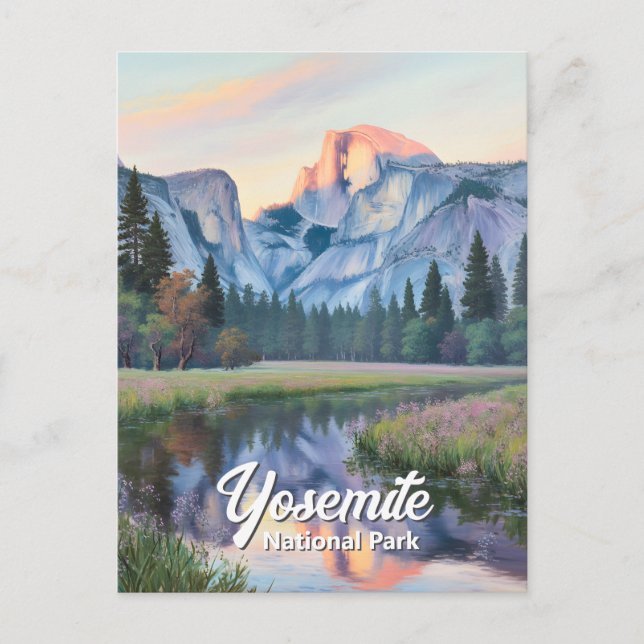 Yosemite Half Dome Sunset Meadow Landscape Custom Postkarte (Vorderseite)
