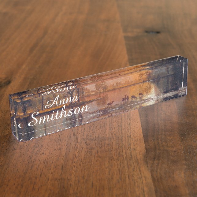 Yosemite Lake Deer Wildlife Desk Name Plakat Namensplakette (Seite)