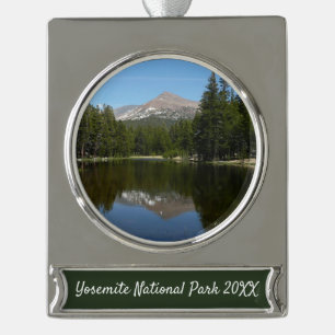 Yosemite Lake Reflection Banner-Ornament Silber