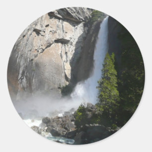 Yosemite Lower Falls am Lower Yosemite Falls Trail Runder Aufkleber