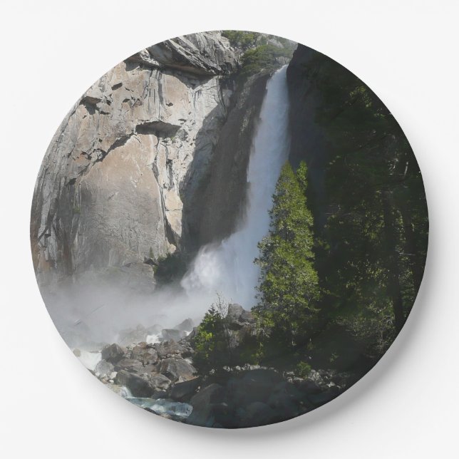 Yosemite Lower Falls aus dem Yosemite Nationalpark Pappteller (Vorderseite)