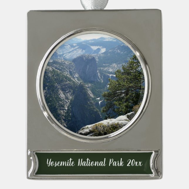 Yosemite Mountain View im Yosemite Nationalpark Banner-Ornament Silber (Vorderseite)