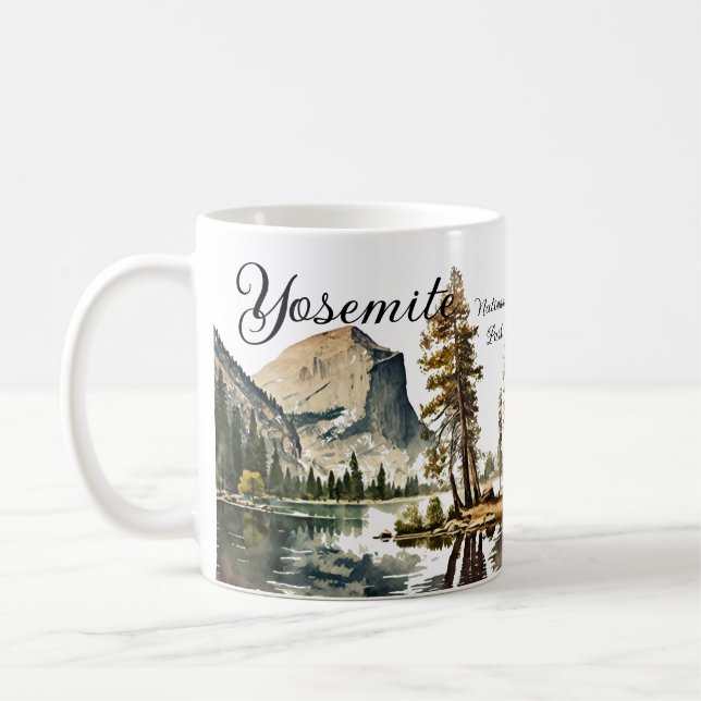 Yosemite National Park Aquarell Halbkuppel Sonnenu Kaffeetasse (Links)