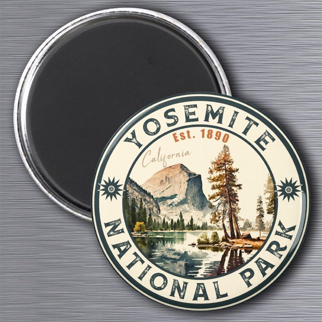 Yosemite National Park Aquarell Halbkuppel Sonnenu Magnet (Von Creator hochgeladen)