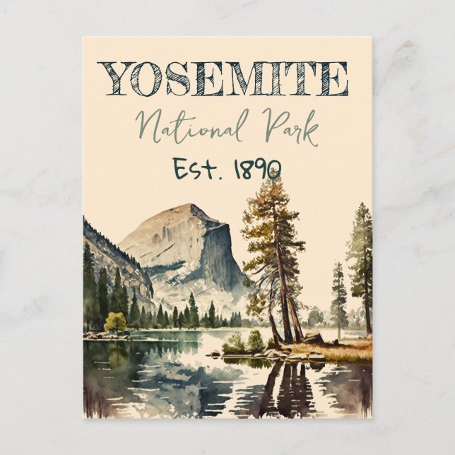Yosemite National Park Aquarell Halbkuppel Sonnenu Postkarte (Vorderseite)