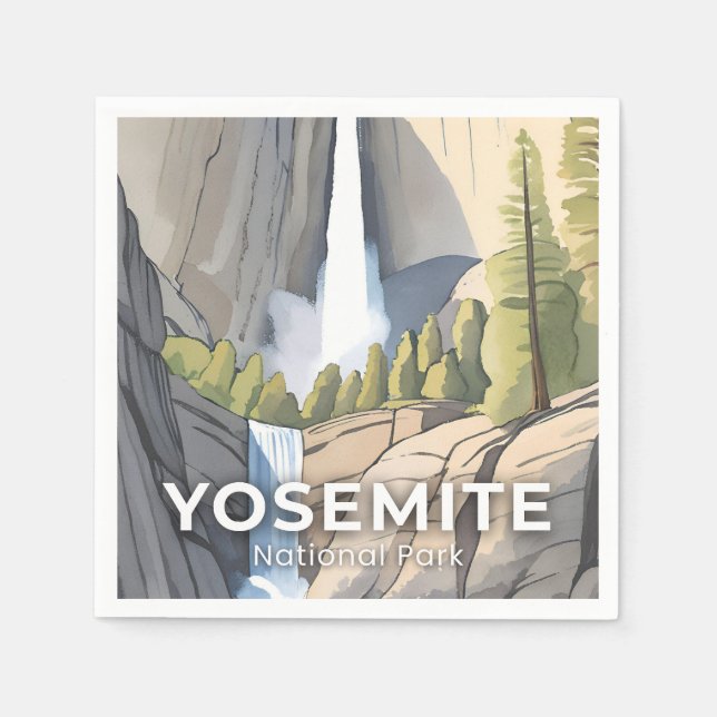 Yosemite National Park | Aquarell Reise Serviette (Vorderseite)