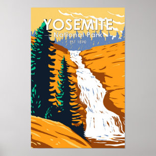 Yosemite National Park Chilnualna Falls California Poster